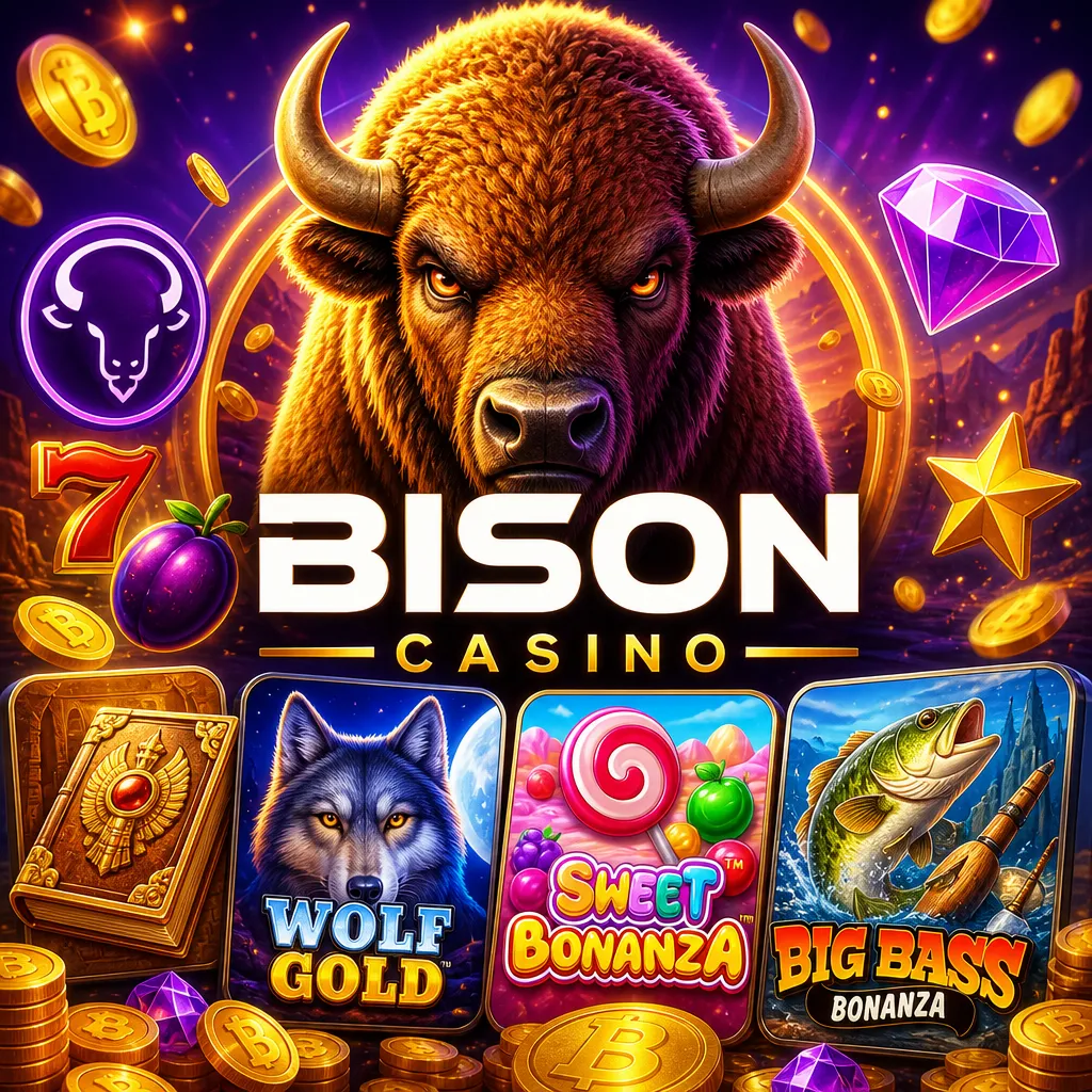 Promotional image for Bison Casino featuring brand logo and themed visual elements.